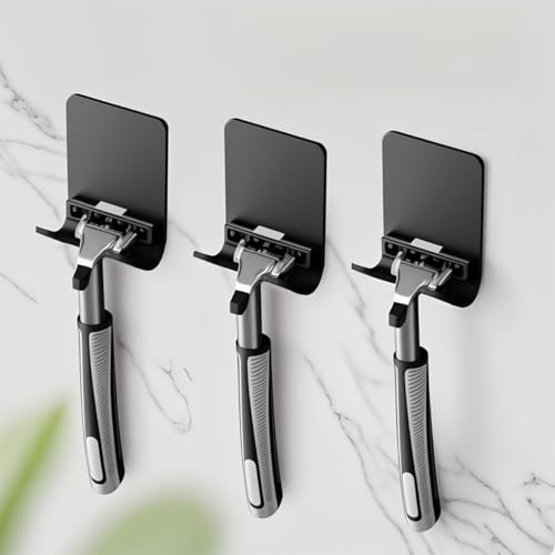Viadom Razor Holder Shaver Hook Hanger Stand(2 Pack)Heavy Duty Self Adhesive Hooks Stainless Steel Sticky Wall Hooks,Shower Hook for Razor,Bathroom Kitchen Organizer for Plug Robe Towel Loofah Bathrobe Coat - Image 3