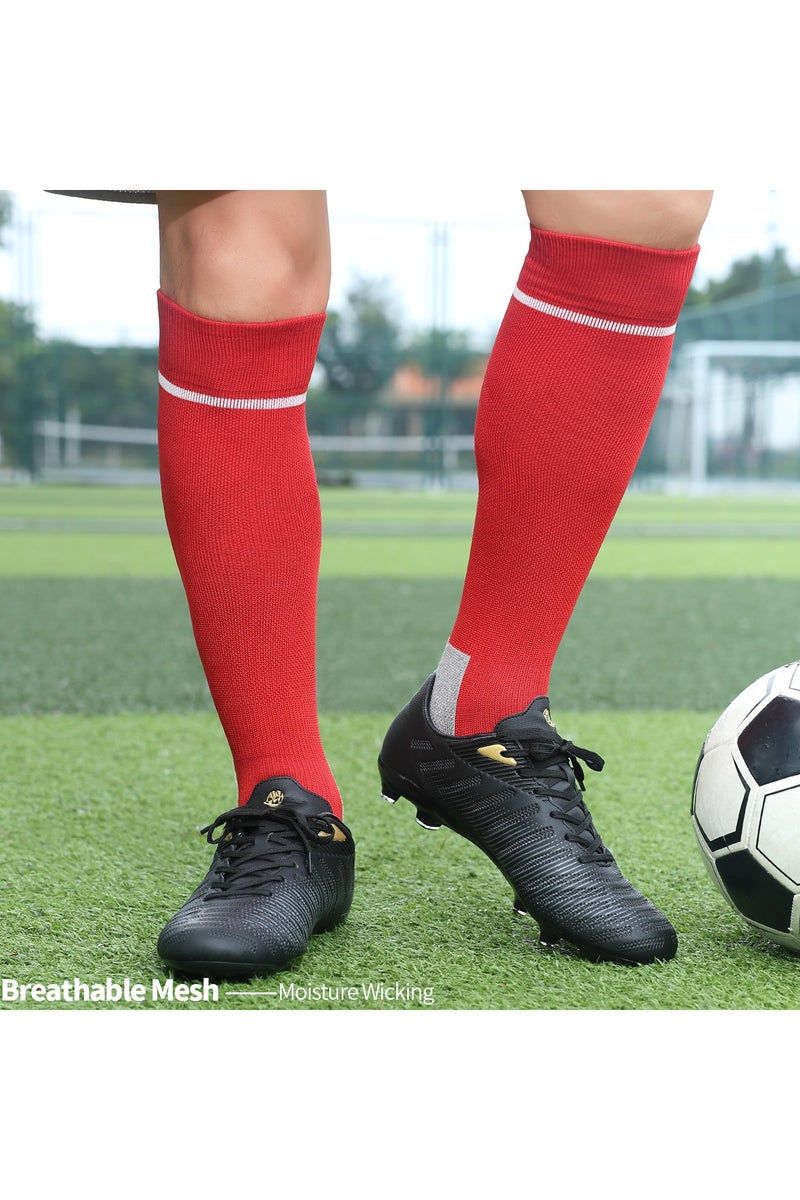 جناح السماء جوارب كرة قدم رجالية ونسائية، جوارب رياضية ضاغطة ومطاطة حتى الركبة، جوارب كرة قدم للجنسين - أحمر - 4 أزواج - Image 4