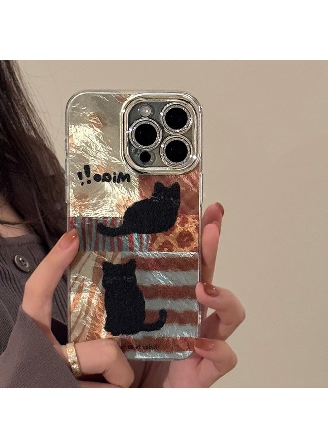 NIBEMINENT Leopard Printed Cat Protective TPU Case Cover For iPhone 15 Pro, Silver - Image 2