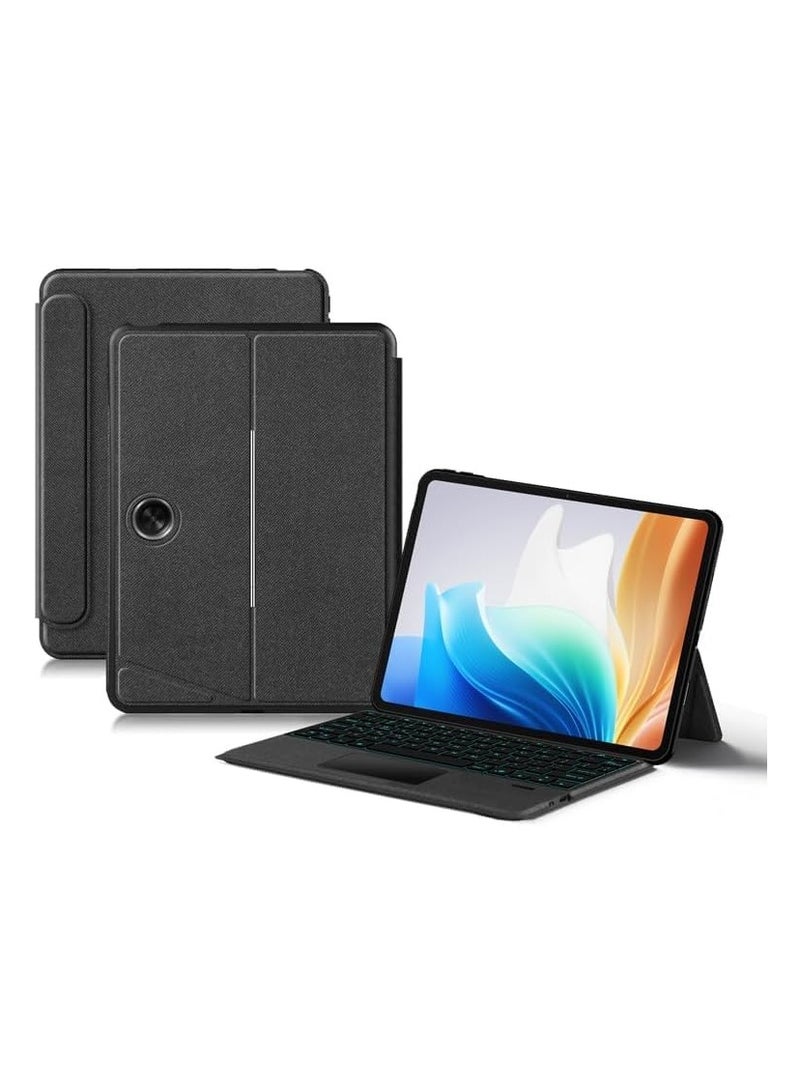 حافظة لوحة مفاتيح تعمل باللمس لجهاز OnePlus Pad Go الجديد بحجم 11.35 بوصة / Oppo Pad Air 2 بحجم 11.4 بوصة، مع لوحة مفاتيح قابلة للفصل بإضاءة خلفية، وحامل بزاوية متعددة، وغلاف جلدي لجهاز OnePlus Pad - Image 1