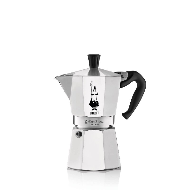 Bialetti  Moka Espress Iconic Stovetop Espresso Maker Makes Real Italian Coffee Moka Pot 6 Cups 6 Oz Aluminium Silver - Image 1