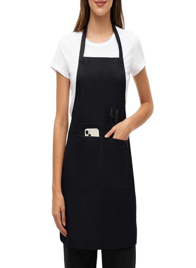 BOHARERS Chef Apron - Heavy 9.17oz Canvas Work Apron with 4 Pockets for Unisex, Ideal for Cooking,Gardening, Hairstylist (1, Black) - Image 1