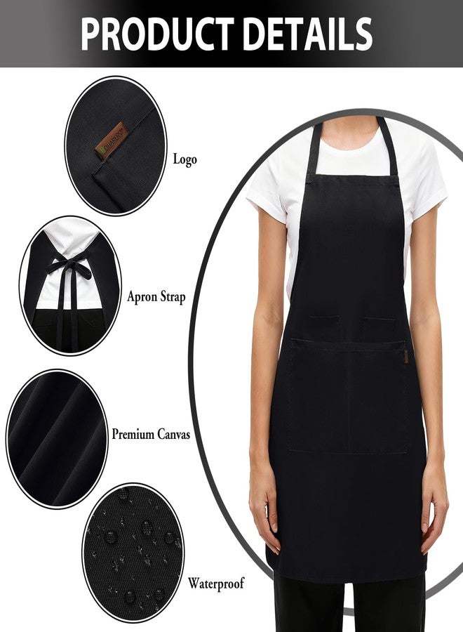 BOHARERS Chef Apron - Heavy 9.17oz Canvas Work Apron with 4 Pockets for Unisex, Ideal for Cooking,Gardening, Hairstylist (1, Black) - Image 3