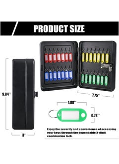 Generic Key Box Wall Mount with Combination Lock 28 Key Hooks Tags Key Organizer Steel Security Locking Key Cabinet Storage Key Lock Box with Code Key Management Cabinet  - Image 3