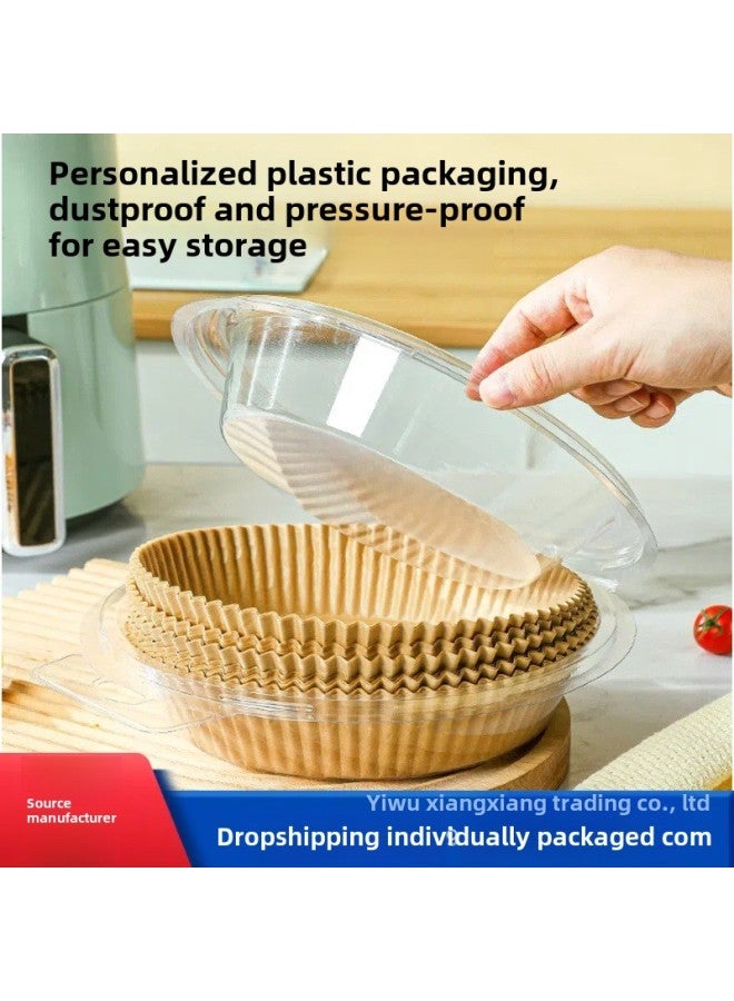 A Generation Of Hair Air Fryer Paper Food Grade Special Paper Oil-absorbing Paper Disposable Kitchen Silicone Oil Paper Baking Oil-proof-Specifications:[double-layer Plastic Seal] 50 Sheets Of Natural Color Round Shape - Image 2