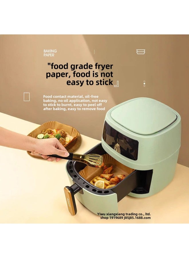 A Generation Of Hair Air Fryer Paper Food Grade Special Paper Oil-absorbing Paper Disposable Kitchen Silicone Oil Paper Baking Oil-proof-Specifications:[double-layer Plastic Seal] 50 Sheets Of Natural Color Round Shape - Image 3