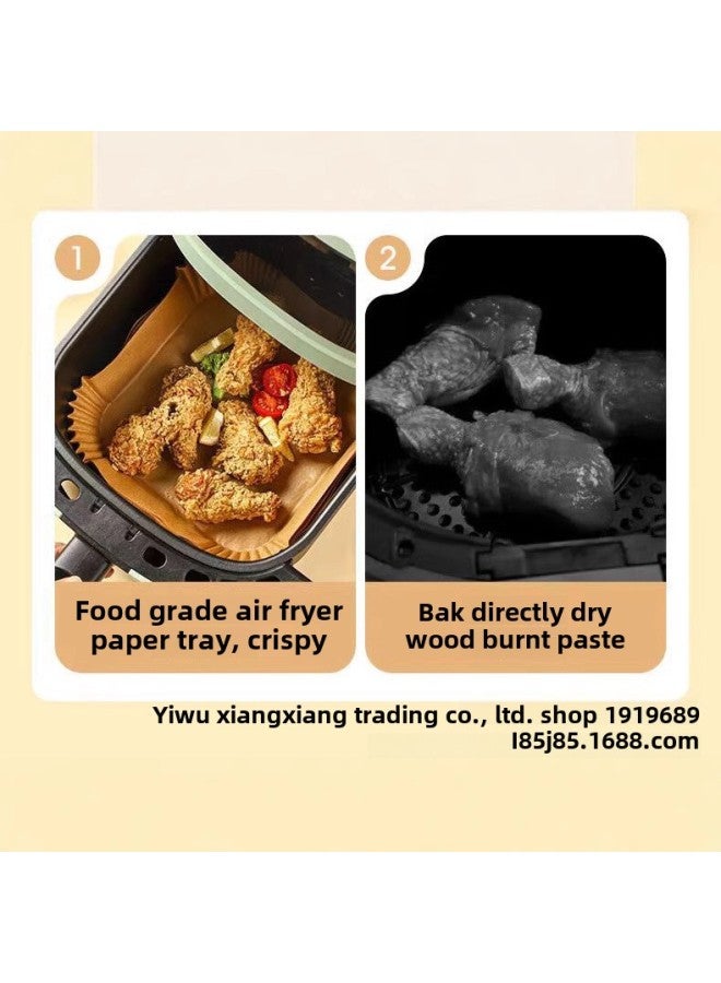 A Generation Of Hair Air Fryer Paper Food Grade Special Paper Oil-absorbing Paper Disposable Kitchen Silicone Oil Paper Baking Oil-proof-Specifications:[double-layer Plastic Seal] 50 Sheets Of Natural Color Round Shape - Image 4