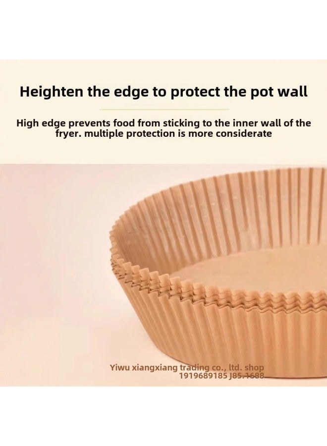 A Generation Of Hair Air Fryer Paper Food Grade Special Paper Oil-absorbing Paper Disposable Kitchen Silicone Oil Paper Baking Oil-proof-Specifications:[double-layer Plastic Seal] 50 Sheets Of Natural Color Round Shape - Image 5
