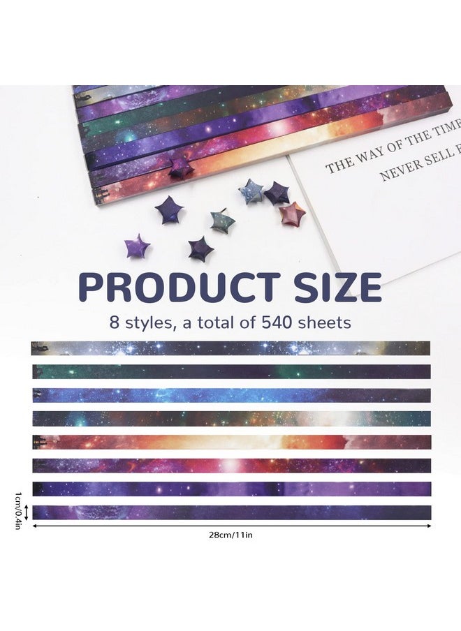 BangBoom 540 Sheets Origami Stars Paper Strips Diy Hand Crafts Gradient Starry Sky Lucky Colorful Star 8 Different Styles Decoration Folding Paper For Arts Crafting Supplies, School Teaching, Diy Projects (C)  - Image 2