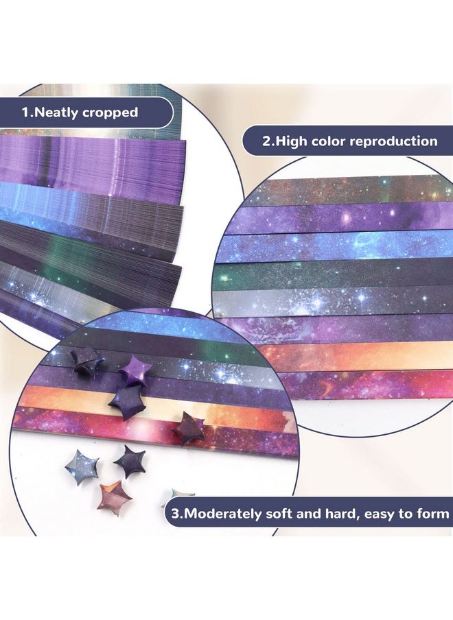 BangBoom 540 Sheets Origami Stars Paper Strips Diy Hand Crafts Gradient Starry Sky Lucky Colorful Star 8 Different Styles Decoration Folding Paper For Arts Crafting Supplies, School Teaching, Diy Projects (C)  - Image 3