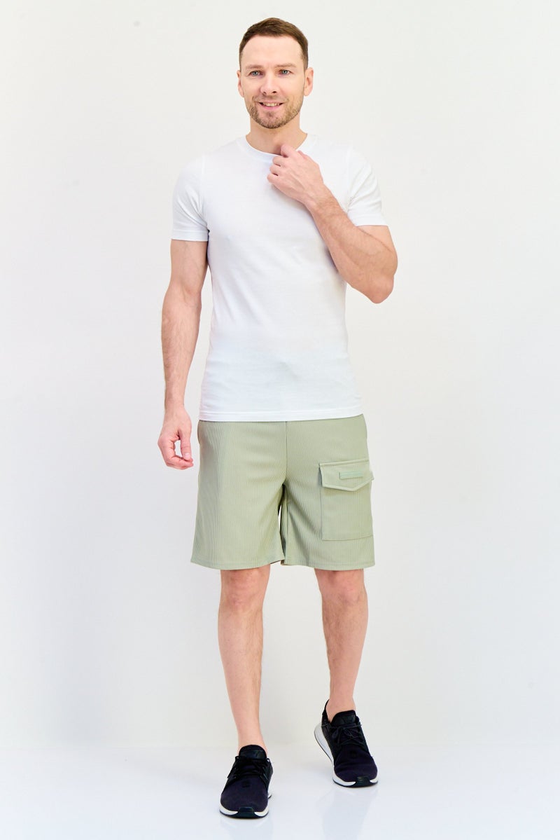 Core Elements Men Brand Logo Basic Shorts, Moss Grey - Image 4