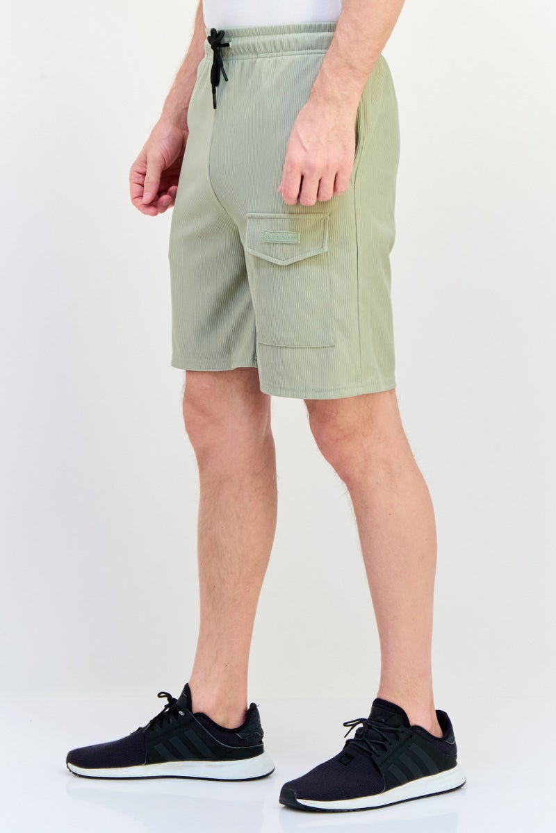 Core Elements Men Brand Logo Basic Shorts, Moss Grey - Image 2