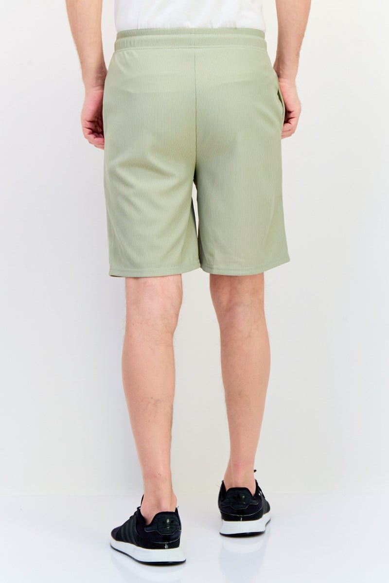 Core Elements Men Brand Logo Basic Shorts, Moss Grey - Image 3