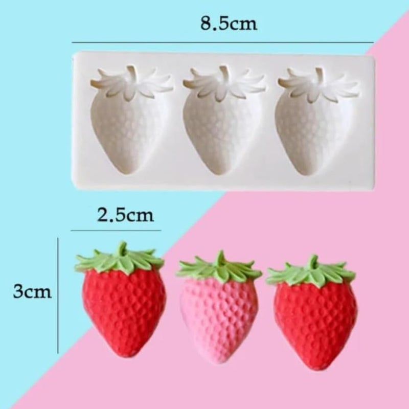 Skytail 8 Cavity Raspberry & 3 Cavity Strawberry Silicone Fondant Mould Gumpaste Chocolate Candy Cake Decoration Cupcake Topper Jelly Jello Gummy Ice Cube Sugarcraft Clay Epoxy Resin Craft Candle Wax - Image 2