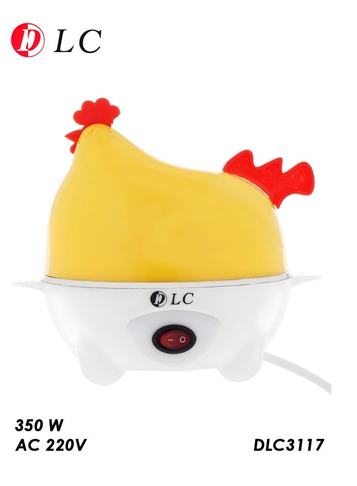 DLC-3117 Electric Egg Steaming Device, 350W Egg Boiler Cooker for 1–7 Eggs, Soft, Medium, Hard Boil Options, Food-Grade PP Material with 304 Stainless Steel Plate, Auto Shut-Off, One Button Operation, AC 220V, Compact Hen-Shaped Design, Measuring Cup Included  - Image 1