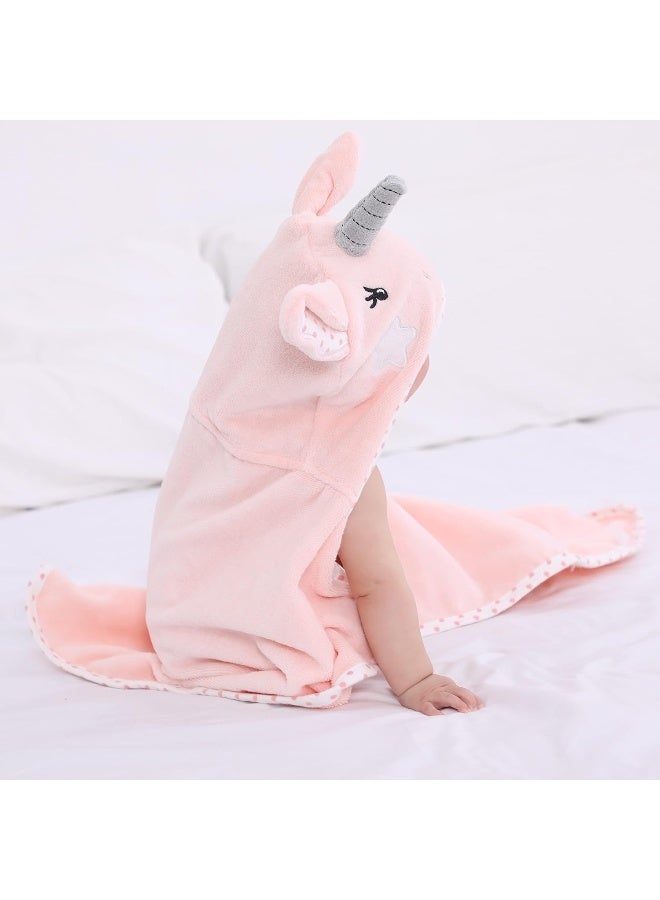 TBEZY Baby Hooded Towel with Unique Animal Design Ultra Soft Thick Cotton Bath Towel for Newborn (Unicorn) - Image 3