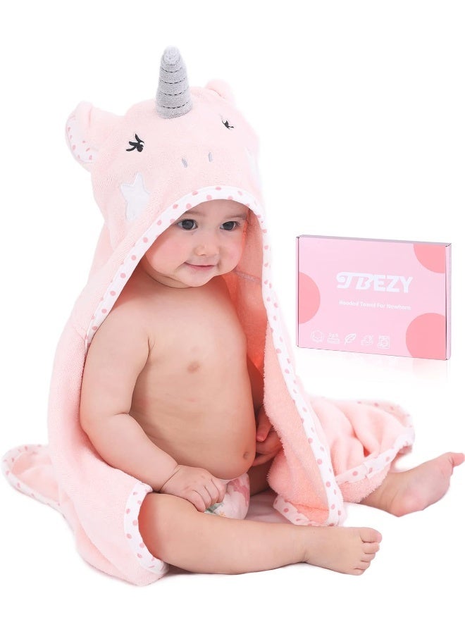 TBEZY Baby Hooded Towel with Unique Animal Design Ultra Soft Thick Cotton Bath Towel for Newborn (Unicorn) - Image 1