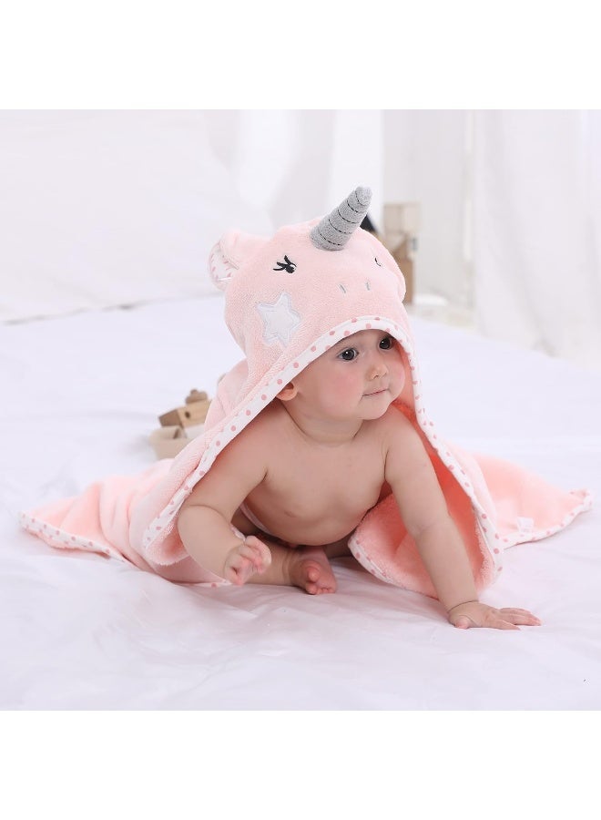 TBEZY Baby Hooded Towel with Unique Animal Design Ultra Soft Thick Cotton Bath Towel for Newborn (Unicorn) - Image 4