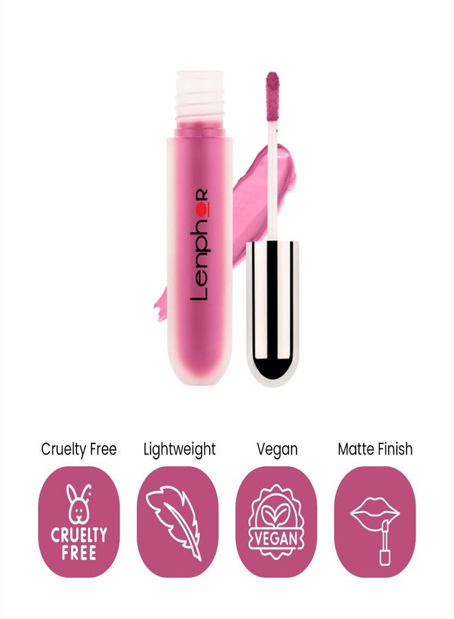 لينفور أحمر شفاه سائل من لينفور لاش إت، يدوم طويلاً، مرطب وملمع للشفاه، أحمر شفاه للنساء والفتيات، أحمر شفاه سائل بلمسة نهائية مطفية، لون داليا نيود 5 غرام - Image 5