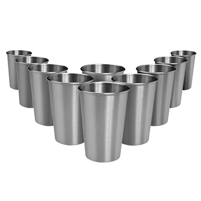 CAMBUY Stainless Steel Cups 18 oz Unbreakable and Reusable Drinking Cups Eco-Friendly Healthy Tumbler Set for Milk Juice and Water Dishwasher Safe (10Pcs)