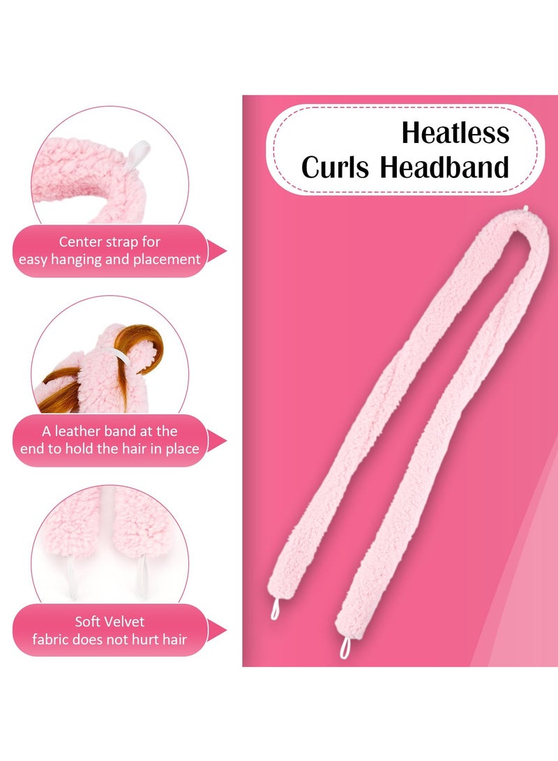 Loquat Heatless Small Curling Rod Headband, 2 Pcs No Heat, Thin Headband for Long and Short Hair, Sleep-In Overnight Curls, Lazy Curlers for Small Waves, Pink and Black - Image 2