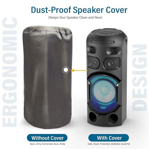 Autofact Premium Dust Cover for Party Speakers upto Dimesnions 36-inch Height & 16-inch Diameter , Ideal for Sony MHC V73D, JBL, Boat & More - Keep Your Audio Gear Clean and Dust-Free (Grey) - Image 4