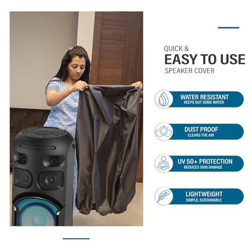 Autofact Premium Dust Cover for Party Speakers upto Dimesnions 36-inch Height & 16-inch Diameter , Ideal for Sony MHC V73D, JBL, Boat & More - Keep Your Audio Gear Clean and Dust-Free (Grey) - Image 3