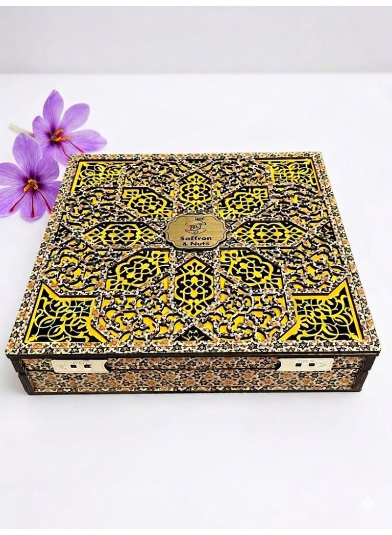 Raj Saffrons & Nuts Premium 15g Saffron Gift Box with Turkish Design Handcrafted Wooden Case – Luxury Decorative Storage with Pure Saffron Threads – Ideal & Elegant Gift Packaging for weddings, Ramadan, Eid, Diwali and special occasions - Image 2