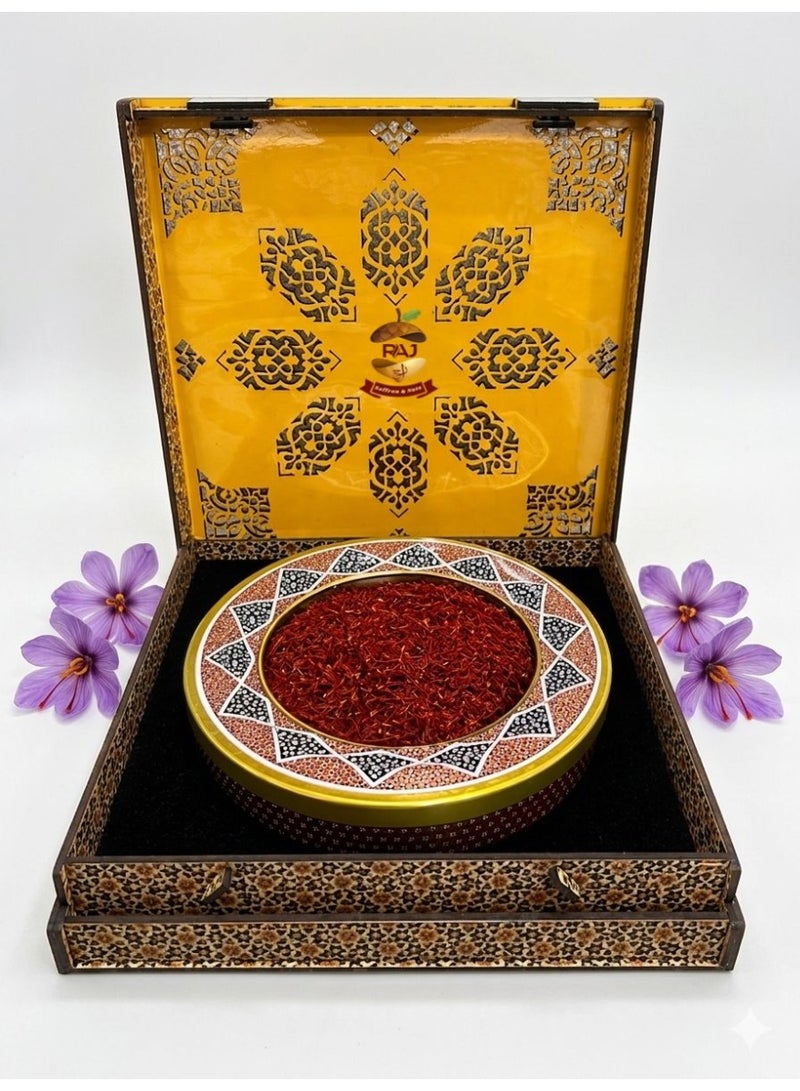 Raj Saffrons & Nuts Premium 15g Saffron Gift Box with Turkish Design Handcrafted Wooden Case – Luxury Decorative Storage with Pure Saffron Threads – Ideal & Elegant Gift Packaging for weddings, Ramadan, Eid, Diwali and special occasions - Image 1