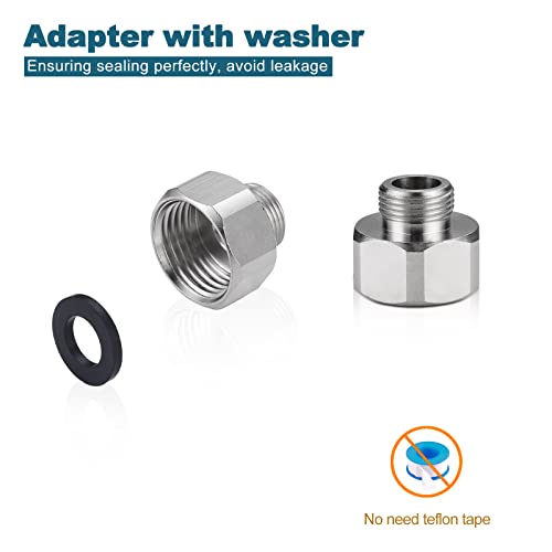 IVIGA 2PCS Brass Pipe Fitting, Water Hose Adapter Faucet Adapter 3/8" NPSM Male Pipe x G1/2" NPSM Female Pipe, Compression Fitting with Rubber Washer Chrome Finish for Kitchen Bathroom - Image 4