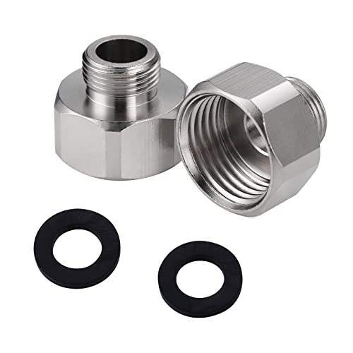 IVIGA 2PCS Brass Pipe Fitting, Water Hose Adapter Faucet Adapter 3/8" NPSM Male Pipe x G1/2" NPSM Female Pipe, Compression Fitting with Rubber Washer Chrome Finish for Kitchen Bathroom - Image 1