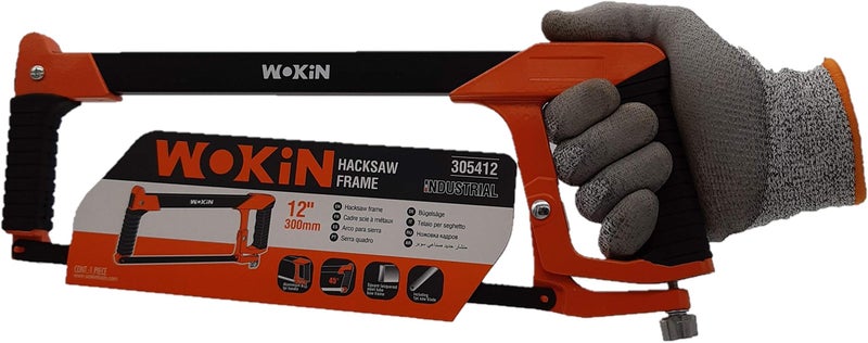 Wokin Value Offer Hacksaw Frame(Industrial) Aluminium Handle with 1pc Saw Blade 12" sizeOrange Black - Image 2