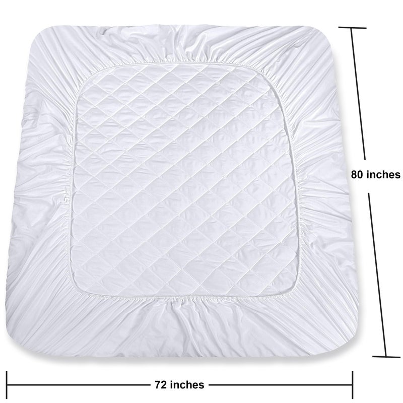Utopia Bedding Quilted Fitted Mattress Pad  RV King Size  Elastic Fitted Mattress Topper Protector and Cover Paded for Camper and Motorhome Stretches up to 16 Inches Deep  Machine Washable (White) - Image 4