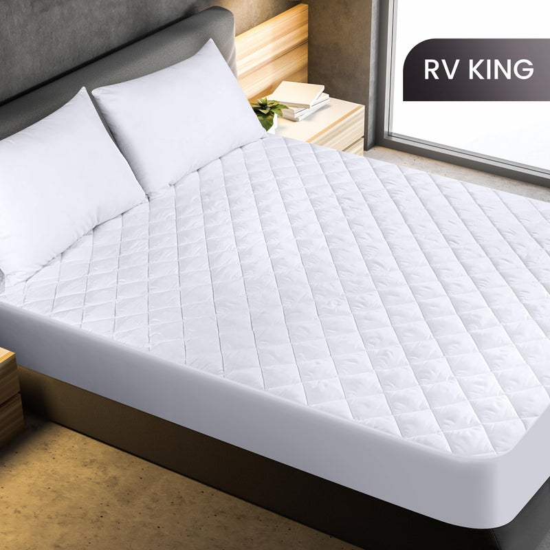 Utopia Bedding Quilted Fitted Mattress Pad  RV King Size  Elastic Fitted Mattress Topper Protector and Cover Paded for Camper and Motorhome Stretches up to 16 Inches Deep  Machine Washable (White) - Image 2