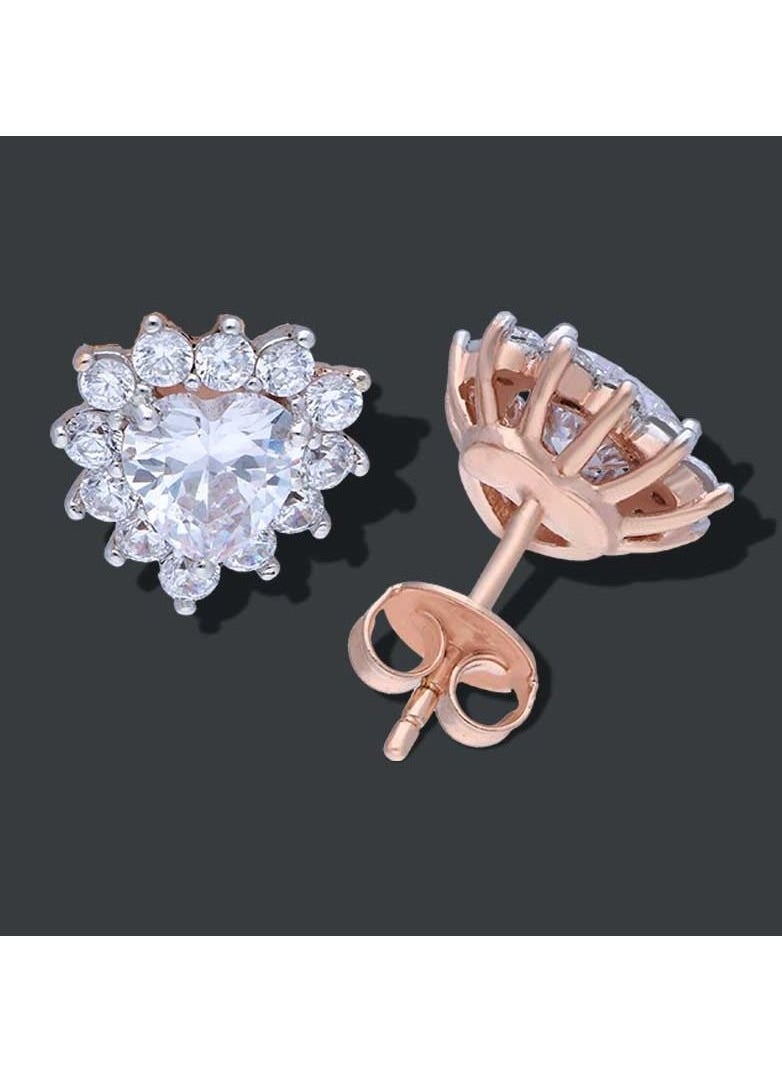 FK Jewellers - Sterling Silver 925 Rose Gold Plated Heart Shaped Stud Earrings-FKJERNSLU3153 - Image 1