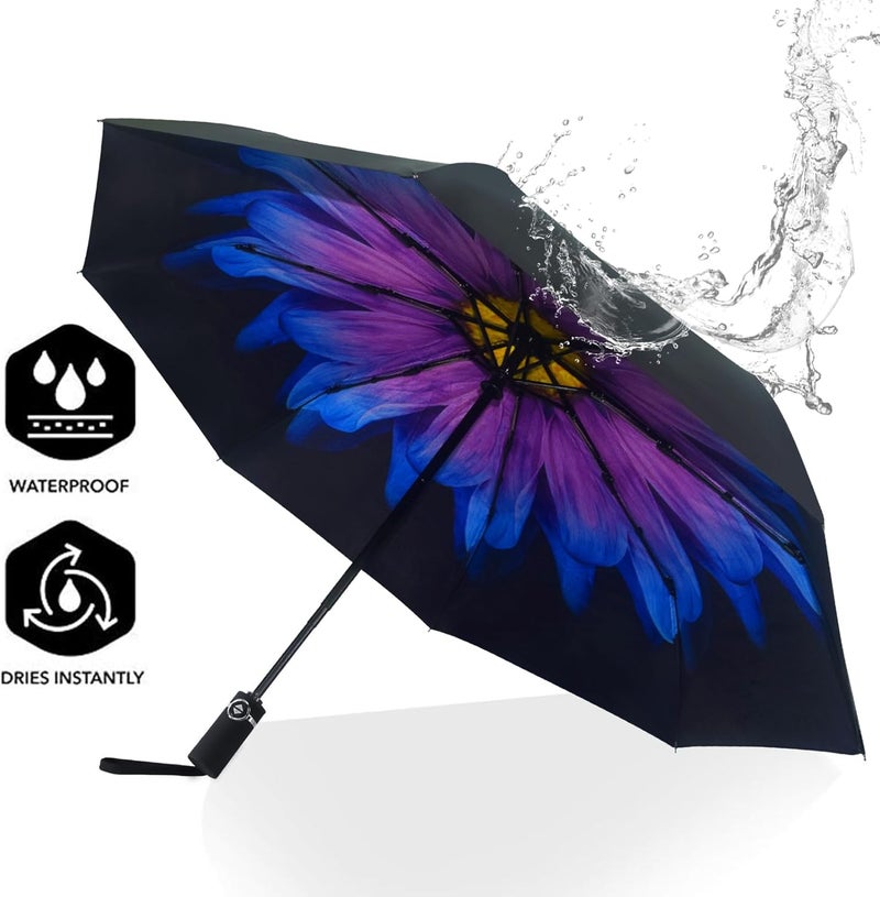 SY COMPACT Travel Umbrella - Windproof Automatic Compact Umbrella, Lightweight Waterproof Design for Backpack, Car & Purse - Image 3