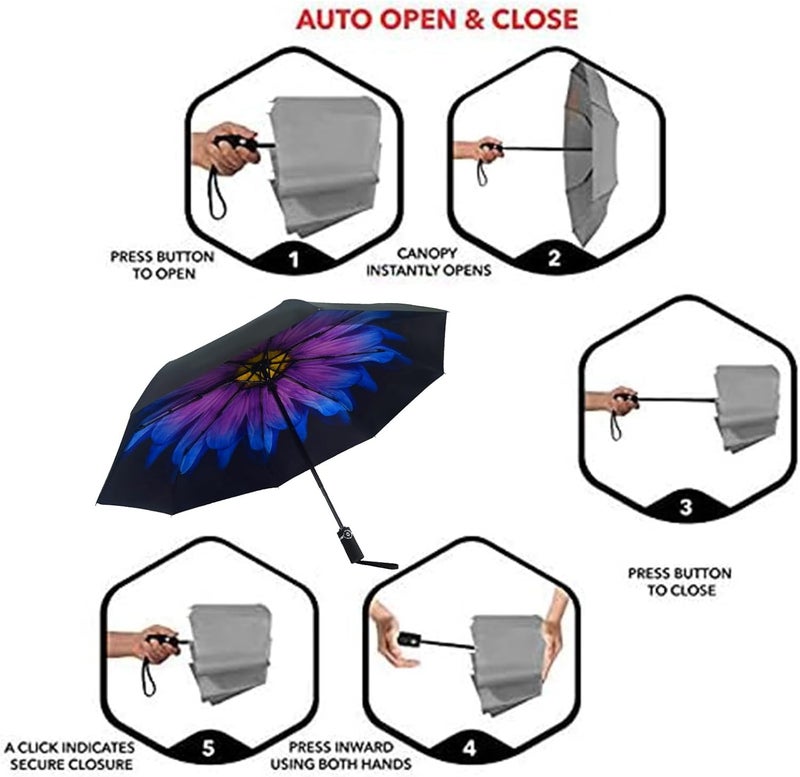 SY COMPACT Travel Umbrella - Windproof Automatic Compact Umbrella, Lightweight Waterproof Design for Backpack, Car & Purse - Image 5