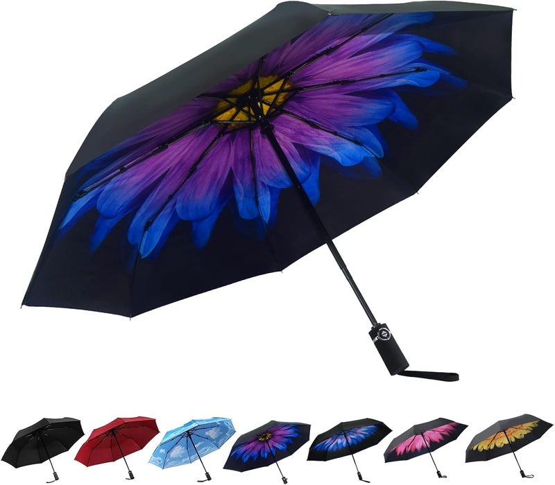 SY COMPACT Travel Umbrella - Windproof Automatic Compact Umbrella, Lightweight Waterproof Design for Backpack, Car & Purse - Image 2