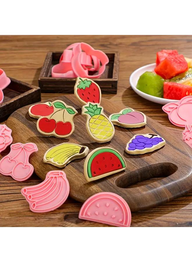 8 Pcs Fruit Cookie Cutter Set for Baking Grape Banana Strawberry Pineapple Watermelon Peach Cherry Apple - Image 1