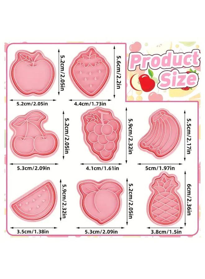 8 Pcs Fruit Cookie Cutter Set for Baking Grape Banana Strawberry Pineapple Watermelon Peach Cherry Apple - Image 3
