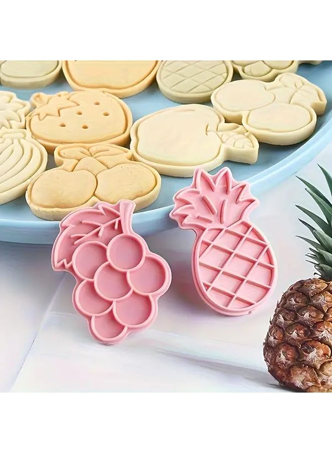 8 Pcs Fruit Cookie Cutter Set for Baking Grape Banana Strawberry Pineapple Watermelon Peach Cherry Apple - Image 2