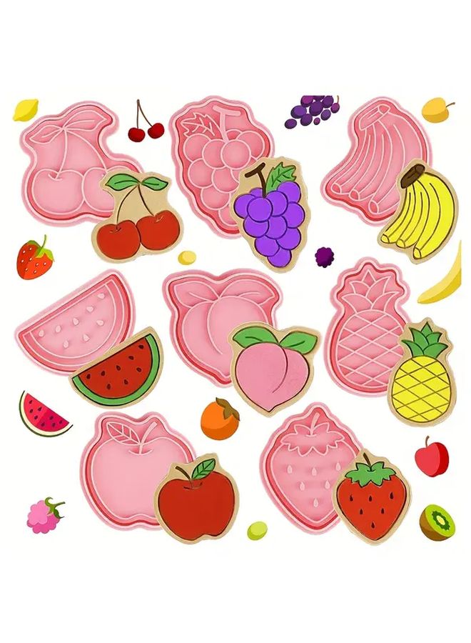 8 Pcs Fruit Cookie Cutter Set for Baking Grape Banana Strawberry Pineapple Watermelon Peach Cherry Apple - Image 4