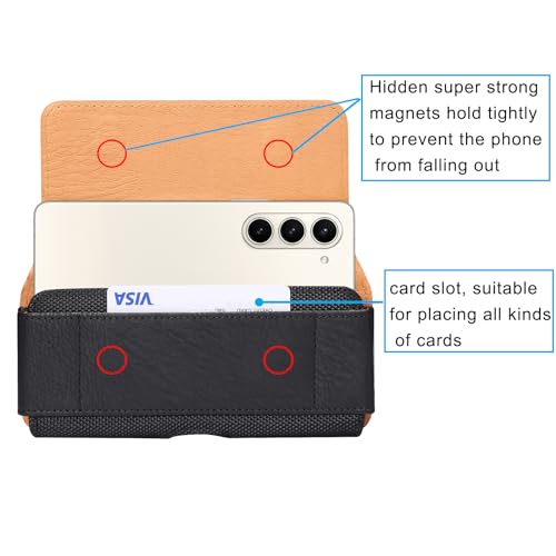 WFCKPQF Leather Cell Phone Belt Clip Pouch Compatible with Samsung Galaxy Z Fold 6/Z Fold 5/Z Fold 4/Z Fold 3/Z Fold 2/Z Fold 5G, Cell Phone Waist Bag Men Leather Phone Belt Clip Loop Holster Carrying Case - Image 3