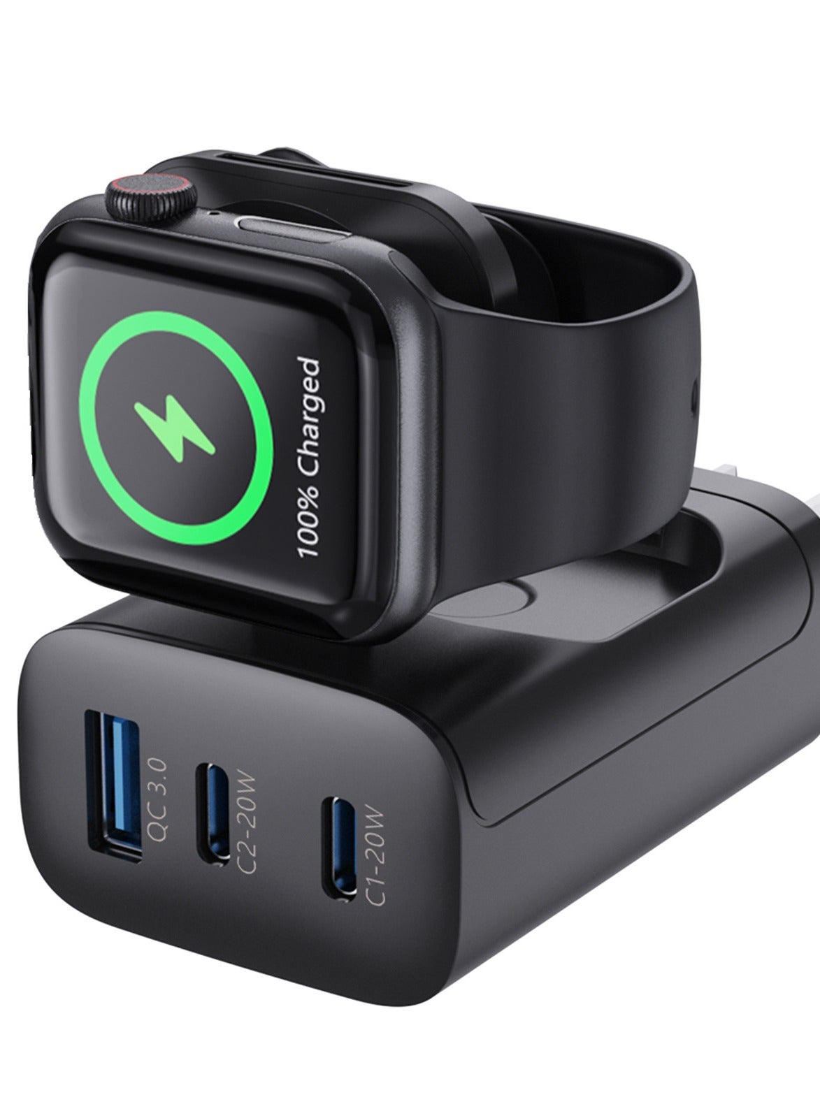 20W 3C1A Charger Type C GaN Adapter USB C Wall Plug Portable Travel Partner Compatible Watch Wireless Charger Multi-function Portable PD Fast Charger With Macbook Pro Air iPhone 16 Pro Max Galaxy