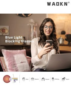 WAOKN Blue Light Blocking Glasses，Computer Game Glasses Retro Round Eyeglasses Frame for Women Men, Anti Eye Eyestrain UV 400 Protection Reading Gaming Glasses Non Prescription, Black  - Image 5
