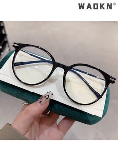 WAOKN Blue Light Blocking Glasses，Computer Game Glasses Retro Round Eyeglasses Frame for Women Men, Anti Eye Eyestrain UV 400 Protection Reading Gaming Glasses Non Prescription, Black  - Image 4