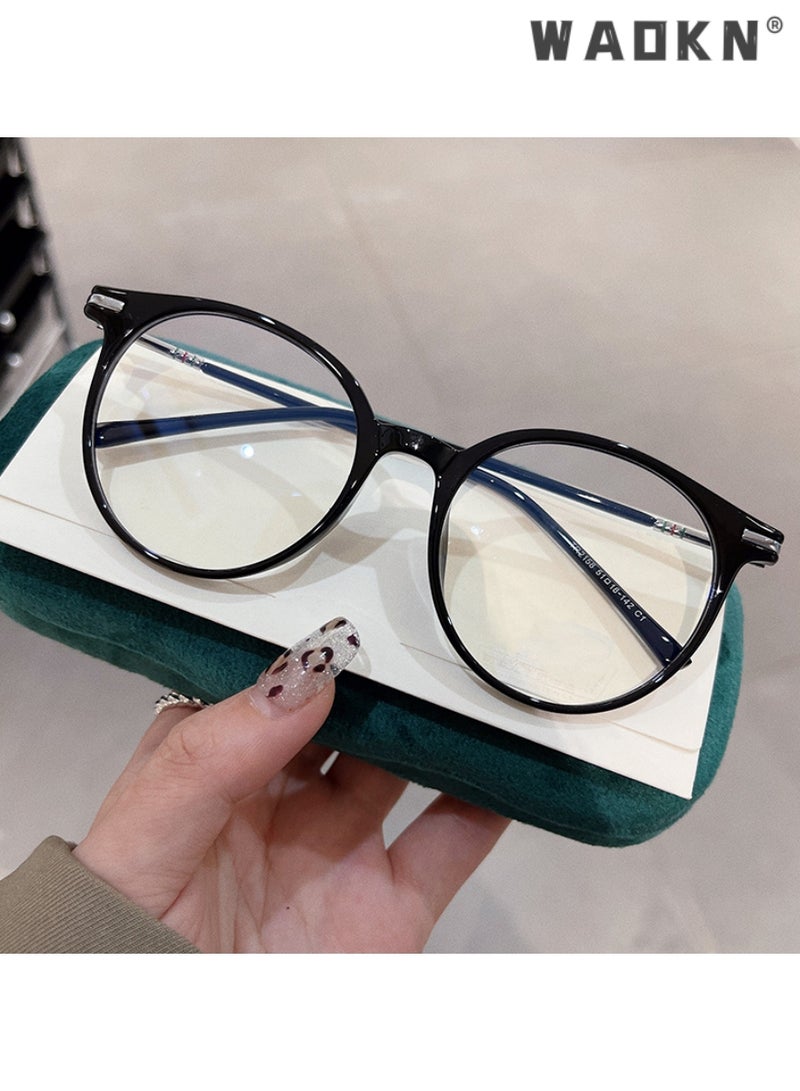 WAOKN Blue Light Blocking Glasses，Computer Game Glasses Retro Round Eyeglasses Frame for Women Men, Anti Eye Eyestrain UV 400 Protection Reading Gaming Glasses Non Prescription, Black  - Image 4