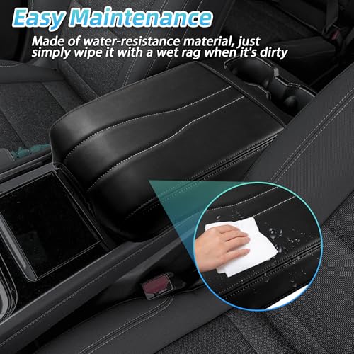 Sinminou Center Console Armrest Cover Compatible with2024-2026 Chevy Traverse/2024-2026 GMC Acadia/2025-2026 Buick Enclave Interior Accessories, Leather Middle Console Lid Pad Protector （Grey Lines） - Image 5