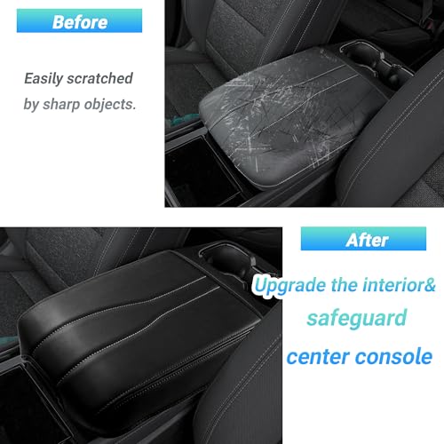 Sinminou Center Console Armrest Cover Compatible with2024-2026 Chevy Traverse/2024-2026 GMC Acadia/2025-2026 Buick Enclave Interior Accessories, Leather Middle Console Lid Pad Protector （Grey Lines） - Image 3
