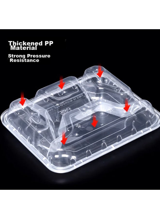 Jiachi Disposable Food Containers With Lids, 4-compartment Square Takeout Boxes, 1000ml*50 Sets, Thickened Lunch Boxes For Takeout And Bento - Image 3